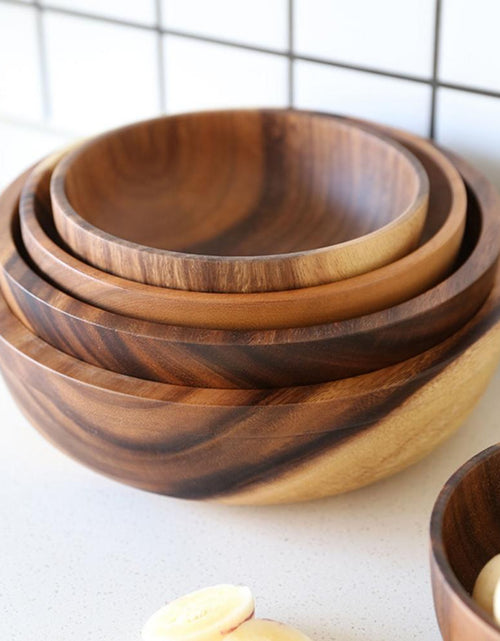 Load image into Gallery viewer, Kitchen Natural Wooden Bowl Household Fruit Bowl Salad Bowl For Home Restaurant Food Container Wooden Utensils Note The Size Hot
