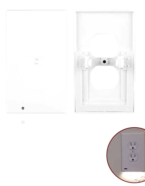 Load image into Gallery viewer, Duplex Electrical Outlet Modern Plugboard Plug-In Electrical Receptacle Wall Plate with LED Night Lights - Auto On/Off Sensor
