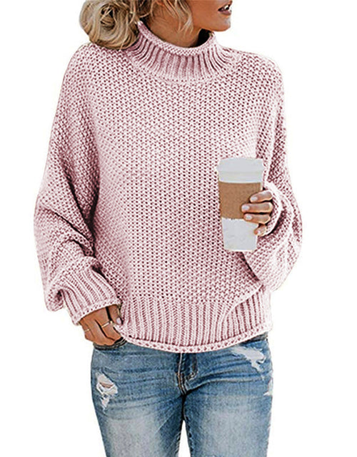 Load image into Gallery viewer, Solid Turtleneck Pullover Sweater Winter Fashion Casual Knitted Long-Sleeved Top Women&#39;s Clothing
