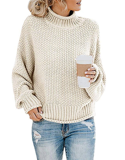 Load image into Gallery viewer, Solid Turtleneck Pullover Sweater Winter Fashion Casual Knitted Long-Sleeved Top Women&#39;s Clothing
