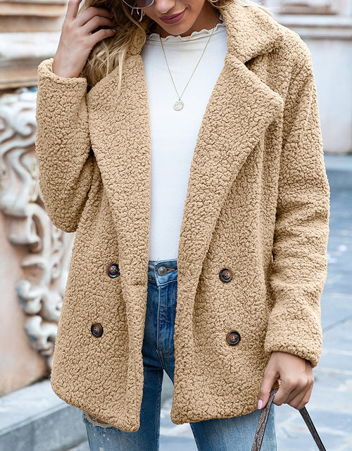 Load image into Gallery viewer, Loose Lapel Fluffy Coat Winter Button Jacket Cardigan Outwear For Women Clothing
