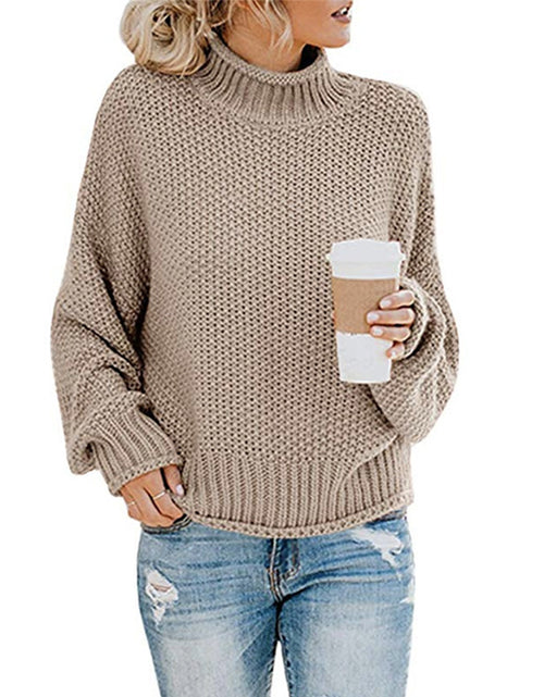 Load image into Gallery viewer, Solid Turtleneck Pullover Sweater Winter Fashion Casual Knitted Long-Sleeved Top Women&#39;s Clothing
