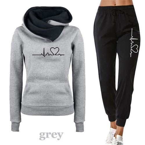 Load image into Gallery viewer, Women Tracksuit Pullovers Hoodies and Black Pants Autumn
