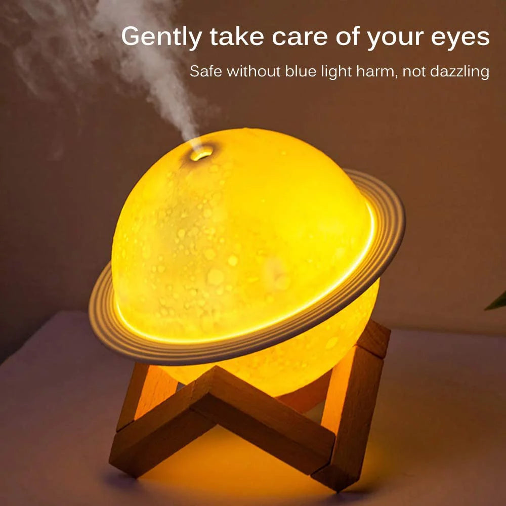 Moon Lamp Humidifier, 2 in 1 Moon Night Light & Humidifiers with USB Recharge, 3 Colors 3D LED Moon Light with Stand, Kids Friend Lover Birthday Gift Bedroom Home Decor 330Ml