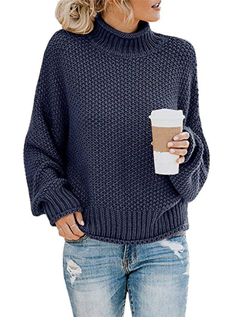 Load image into Gallery viewer, Solid Turtleneck Pullover Sweater Winter Fashion Casual Knitted Long-Sleeved Top Women&#39;s Clothing
