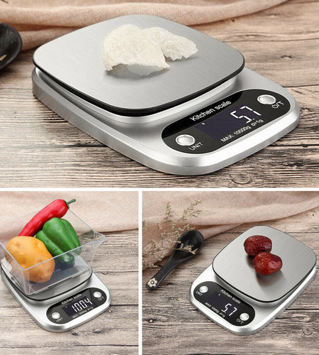 Digital Kitchen Food Diet Scale, Multifunction Weight Balance 22lbs 1g Kitchen Scale Stainless Steel Weighing Scale For Food Diet Postal Balance Measuring