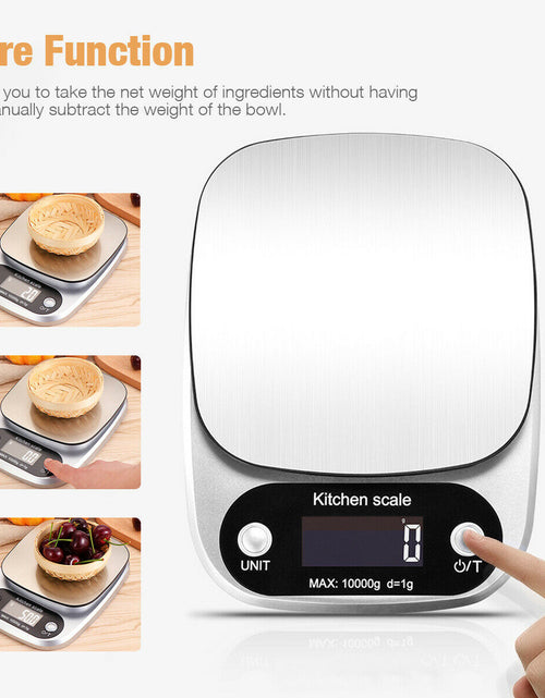 Load image into Gallery viewer, Digital Kitchen Food Diet Scale, Multifunction Weight Balance 22lbs 1g Kitchen Scale Stainless Steel Weighing Scale For Food Diet Postal Balance Measuring
