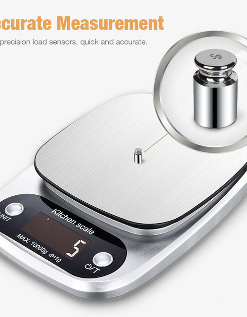 Load image into Gallery viewer, Digital Kitchen Food Diet Scale, Multifunction Weight Balance 22lbs 1g Kitchen Scale Stainless Steel Weighing Scale For Food Diet Postal Balance Measuring
