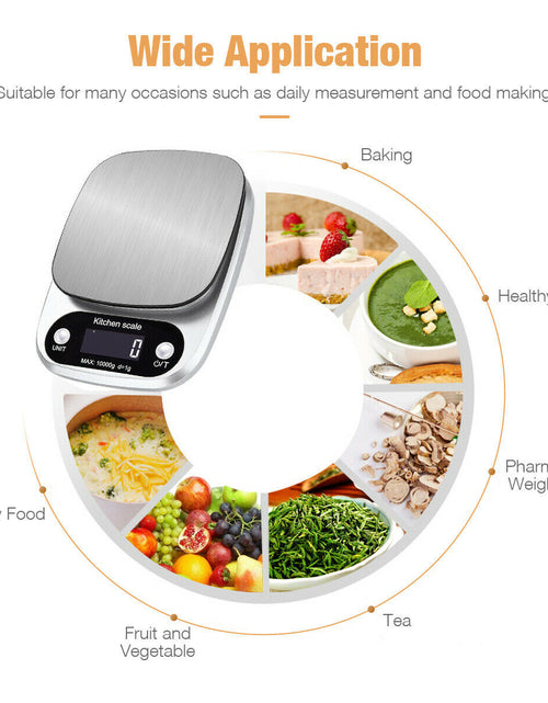Load image into Gallery viewer, Digital Kitchen Food Diet Scale, Multifunction Weight Balance 22lbs 1g Kitchen Scale Stainless Steel Weighing Scale For Food Diet Postal Balance Measuring
