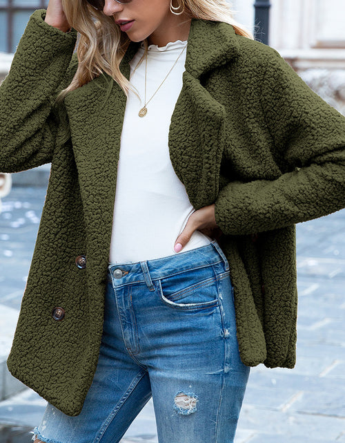 Load image into Gallery viewer, Loose Lapel Fluffy Coat Winter Button Jacket Cardigan Outwear For Women Clothing
