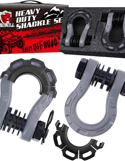 Load image into Gallery viewer, Shackles Upgrade 3/4&quot; D Ring Shackle (2 Pack) 70,000 Lbs Break Strength with 7/8&quot; Pin, Isolator and Washer Kits for Use with Tow Strap, Winch, Off-Road Truck Vehicle Recovery, Grey
