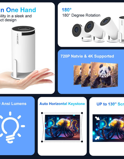 Load image into Gallery viewer, Projector Android 11 4K 1280*720P HY300 Dual Wifi 260ANSI 180°Flexible BT5.0 Cinema Outdoor Portable Projetor HY300 Pro
