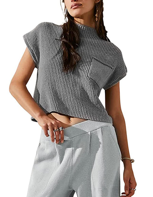 Load image into Gallery viewer, Women&#39;s Knitted Sleeveless Pocket Casual Rib Pullover Vest
