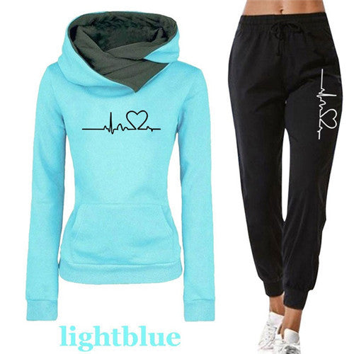 Load image into Gallery viewer, Women Tracksuit Pullovers Hoodies and Black Pants Autumn
