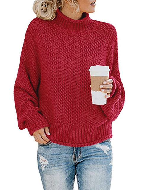 Load image into Gallery viewer, Solid Turtleneck Pullover Sweater Winter Fashion Casual Knitted Long-Sleeved Top Women&#39;s Clothing

