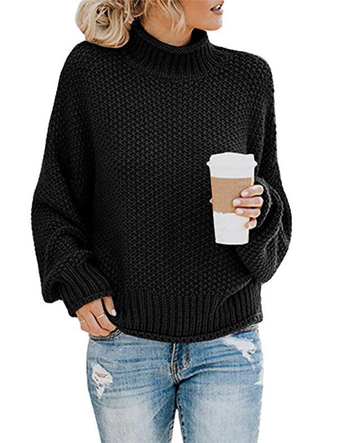 Load image into Gallery viewer, Solid Turtleneck Pullover Sweater Winter Fashion Casual Knitted Long-Sleeved Top Women&#39;s Clothing
