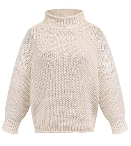 Solid Turtleneck Pullover Sweater Winter Fashion Casual Knitted Long-Sleeved Top Women's Clothing