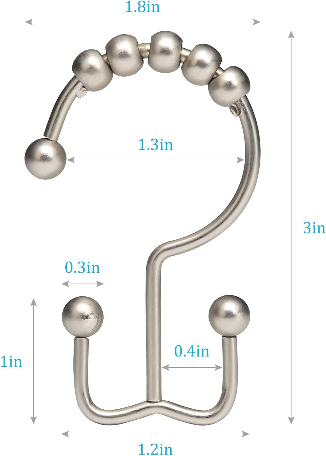 Shower Curtain Hooks, 12Pcs Shower Curtain Rings, Stainless Steel Roller Gliding Shower Hooks for Shower Curtain, Rustproof Shower Rings for Curtain, Shower Curtain, Shower Rod, Matte Nickel