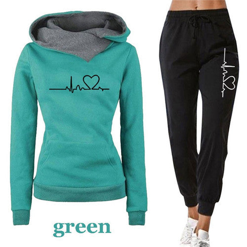 Load image into Gallery viewer, Women Tracksuit Pullovers Hoodies and Black Pants Autumn
