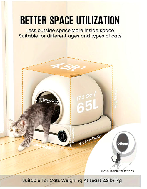 Load image into Gallery viewer, Self-Cleaning Litter Box, Automatic Litter Box with Pad, 65L+9L Large Capacity Self-Cleaning Litter Box, APP Control/Suitable Fo
