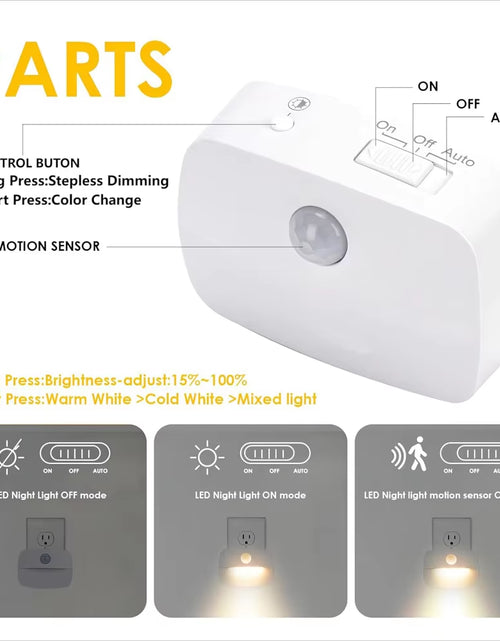 Load image into Gallery viewer, LED Night Light Motion Sensor EU Plug Lamp Nightlights for Children Bedroom Decoration Hallway Stairs WC Bedside Night Lamp
