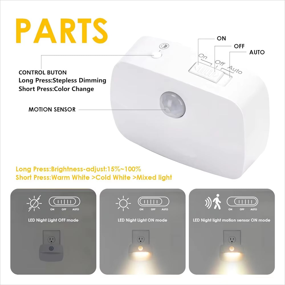 LED Night Light Motion Sensor EU Plug Lamp Nightlights for Children Bedroom Decoration Hallway Stairs WC Bedside Night Lamp