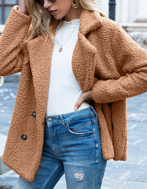 Load image into Gallery viewer, Loose Lapel Fluffy Coat Winter Button Jacket Cardigan Outwear For Women Clothing
