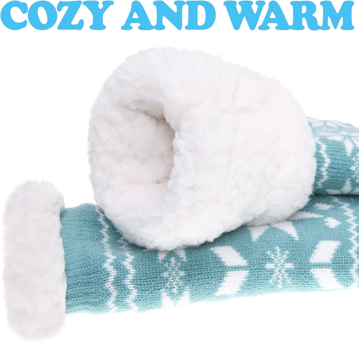 Women'S Winter Super Soft Warm Cozy Fuzzy Snowflake Deer Fleece-Lined with Grippers Slipper Socks