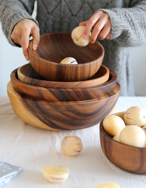 Load image into Gallery viewer, Kitchen Natural Wooden Bowl Household Fruit Bowl Salad Bowl For Home Restaurant Food Container Wooden Utensils Note The Size Hot
