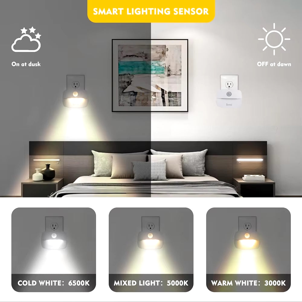 LED Night Light Motion Sensor EU Plug Lamp Nightlights for Children Bedroom Decoration Hallway Stairs WC Bedside Night Lamp