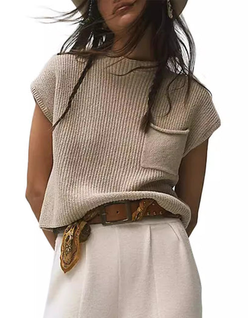 Load image into Gallery viewer, Women&#39;s Knitted Sleeveless Pocket Casual Rib Pullover Vest
