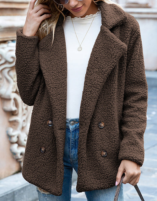 Load image into Gallery viewer, Loose Lapel Fluffy Coat Winter Button Jacket Cardigan Outwear For Women Clothing
