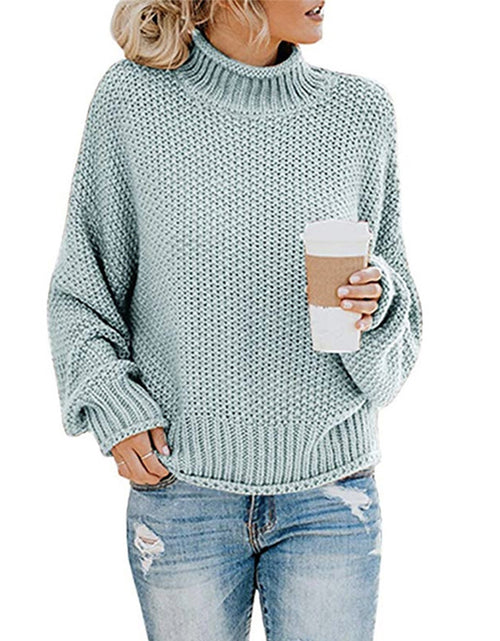 Load image into Gallery viewer, Solid Turtleneck Pullover Sweater Winter Fashion Casual Knitted Long-Sleeved Top Women&#39;s Clothing
