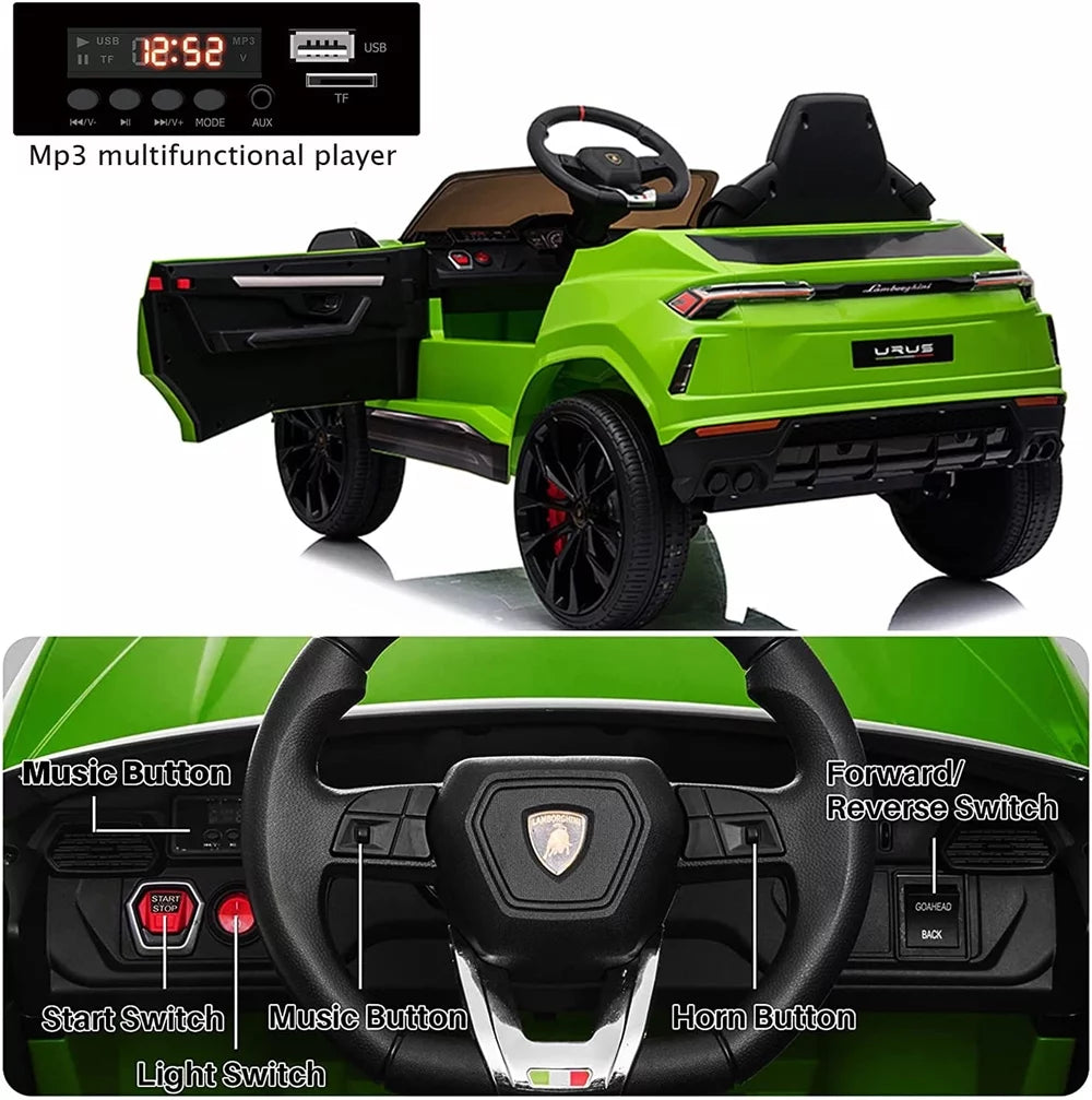 Lamborghini Urus 12V Electric Powered Ride on Car Toys for Girls Boys, Red Kids Electric Vehicles Ride on Toys with Remote Control, Foot Pedal, MP3 Player and LED Headlights, CL61