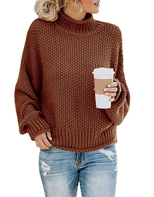 Load image into Gallery viewer, Solid Turtleneck Pullover Sweater Winter Fashion Casual Knitted Long-Sleeved Top Women&#39;s Clothing
