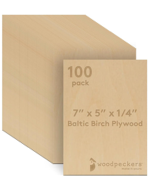 Load image into Gallery viewer, Baltic Birch Plywood, 6 Mm 1/4 X 5 X 7 Inch Craft Wood, Pack of 100 B/BB Grade Baltic Birch Sheets, Perfect for Laser, CNC Cutting and Wood Burning, by
