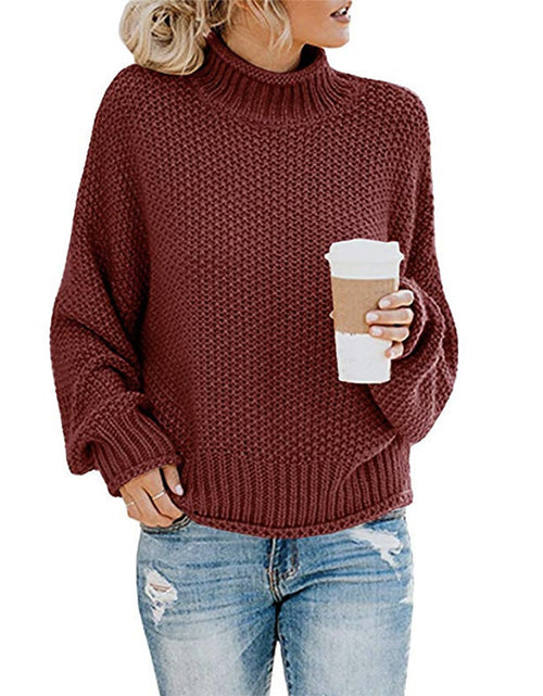 Load image into Gallery viewer, Solid Turtleneck Pullover Sweater Winter Fashion Casual Knitted Long-Sleeved Top Women&#39;s Clothing
