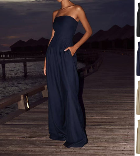 Loose Tube-top Jumpsuit Ins Fashion Backless Wide Leg Long Pants Overalls Women's Clothing