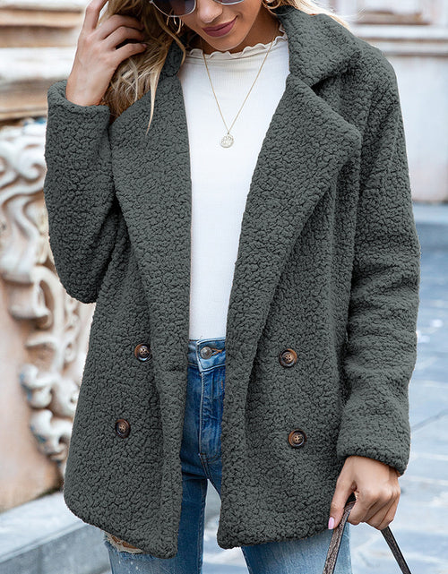 Load image into Gallery viewer, Loose Lapel Fluffy Coat Winter Button Jacket Cardigan Outwear For Women Clothing
