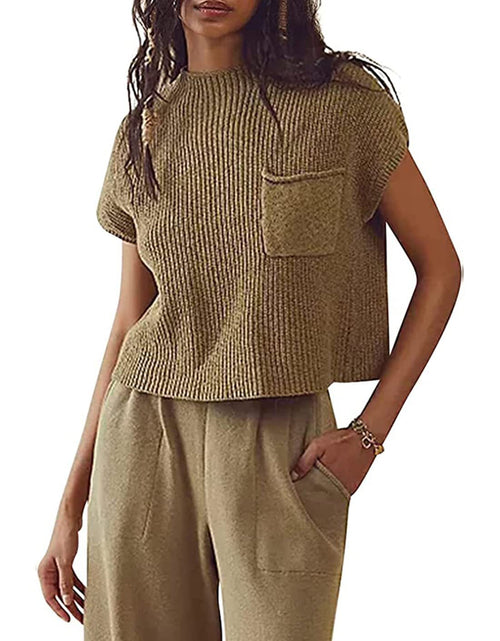 Load image into Gallery viewer, Women&#39;s Knitted Sleeveless Pocket Casual Rib Pullover Vest
