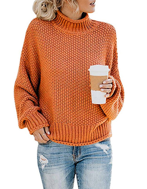 Load image into Gallery viewer, Solid Turtleneck Pullover Sweater Winter Fashion Casual Knitted Long-Sleeved Top Women&#39;s Clothing
