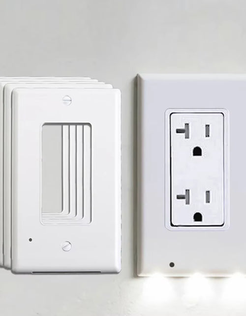 Load image into Gallery viewer, Duplex Electrical Outlet Modern Plugboard Plug-In Electrical Receptacle Wall Plate with LED Night Lights - Auto On/Off Sensor
