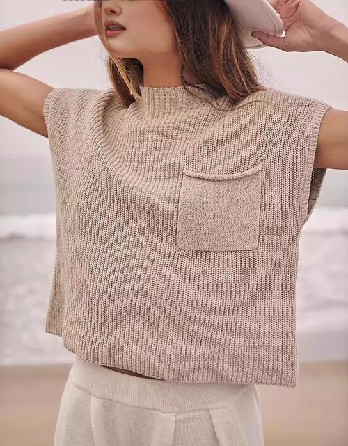 Load image into Gallery viewer, Women&#39;s Knitted Sleeveless Pocket Casual Rib Pullover Vest

