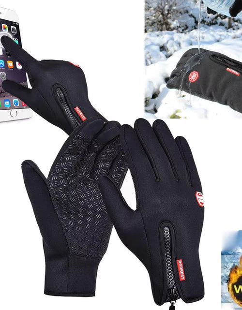 Load image into Gallery viewer, Winter Thermal Gloves Touchscreen Windproof Cycling Cold Glove for Men Women Warm Non-Slip Outdoor Driving Zipper Sport Gloves
