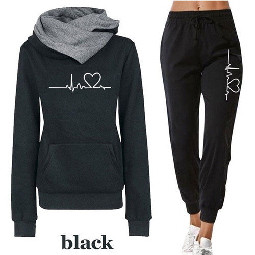 Load image into Gallery viewer, Women Tracksuit Pullovers Hoodies and Black Pants Autumn
