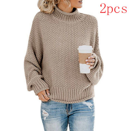 Load image into Gallery viewer, Solid Turtleneck Pullover Sweater Winter Fashion Casual Knitted Long-Sleeved Top Women&#39;s Clothing
