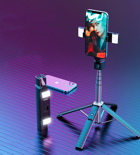 Quadrupod Double Fill Light Mobile Phone Bluetooth-compatible Selfie Stick