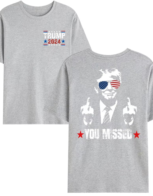 Load image into Gallery viewer, You Missed Trump 2024 US American Flag T-Shirt, Trump 2024 T-Shirt, Trump Shirt Trump You Missed Unisex Tshirt
