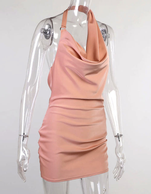 Load image into Gallery viewer, Satin Party Dress V Neck Backless Mini Sleeveless Summer Party Dress
