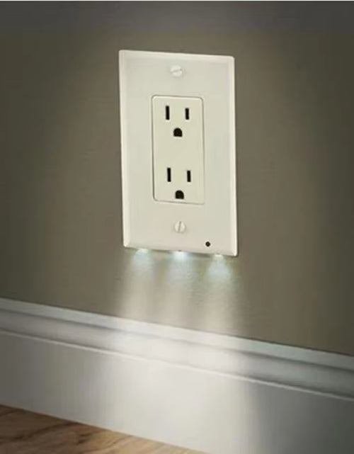 Load image into Gallery viewer, Duplex Electrical Outlet Modern Plugboard Plug-In Electrical Receptacle Wall Plate with LED Night Lights - Auto On/Off Sensor
